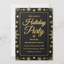 Elegant Gold Foil Corporate Holiday Party Kaart