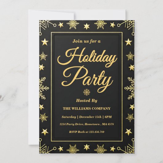 Elegant Gold Foil Corporate Holiday Party Kaart (Voorkant)