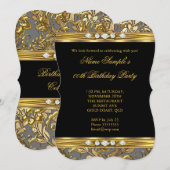 Elegant Gold Foil Damask Black Diamond Birthday 2 Kaart (Voorkant / Achterkant)
