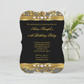 Elegant Gold Foil Damask Black Diamond Birthday 2 Kaart (Staand voorkant)