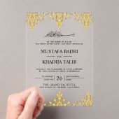 Elegant Gold Foil Damask Islamic Wedding Acryl Uitnodigingen (Insitu (Draagbaar))