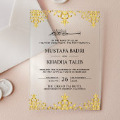 Elegant Gold Foil Damask Islamic Wedding Acryl Uitnodigingen