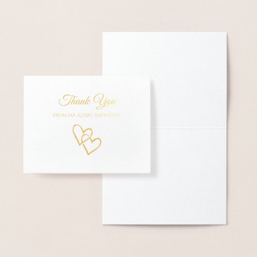 Elegant Gold Foil Double Heart Weddenschap Harteli Folie Kaarten (Display)