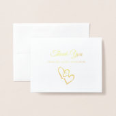 Elegant Gold Foil Double Heart Weddenschap Harteli Folie Kaarten (Voorkant met envelop)