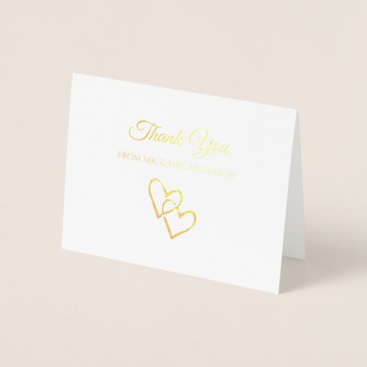 Elegant Gold Foil Double Heart Weddenschap Harteli Folie Kaarten (Voorkant)