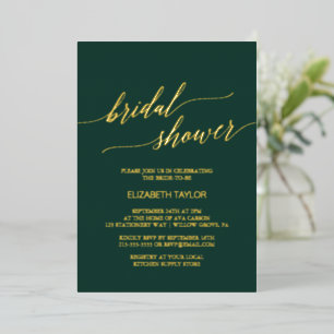 Elegant Gold Foil   Emerald Green Vrijgezellenfees Folie Uitnodiging