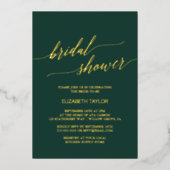Elegant Gold Foil | Emerald Green Vrijgezellenfees Folie Uitnodiging (Voorkant)