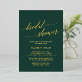 Elegant Gold Foil | Emerald Green Vrijgezellenfees Folie Uitnodiging (Staand Voorkant)