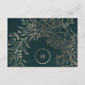 Elegant Gold Foil & Emerald Green Wreath Monogram RSVP Kaartje (Achterkant)