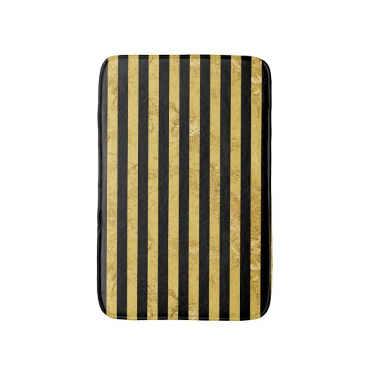 Elegant Gold Foil en Black Stripe Pattern Badmat (Voorkant Verticaal)