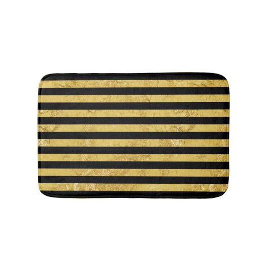 Elegant Gold Foil en Black Stripe Pattern Badmat (Voorkant)