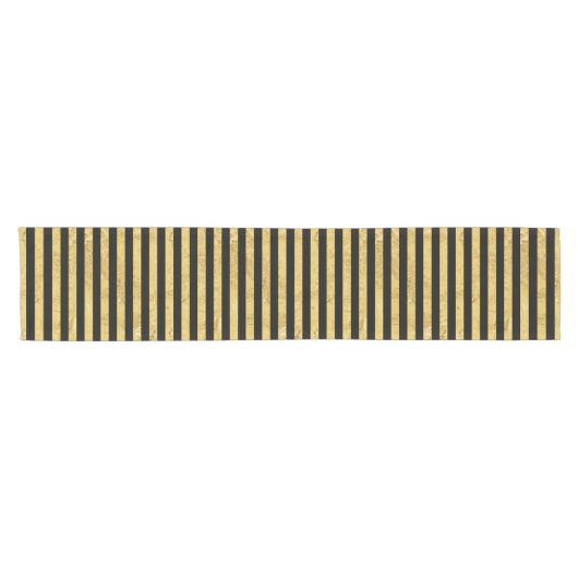 Elegant Gold Foil en Black Stripe Pattern Korte Tafelloper (Horizontaal)