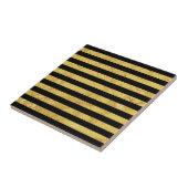 Elegant Gold Foil en Black Stripe Pattern Tegeltje (Zijkant)