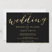 Elegant Gold Foil en Black Wedding Invitations Kaart (Voorkant)