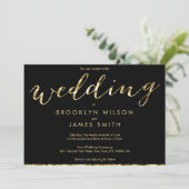 Elegant Gold Foil en Black Wedding Invitations Kaart (Staand voorkant)