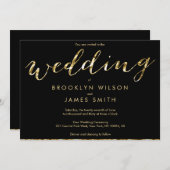 Elegant Gold Foil en Black Wedding Invitations Kaart (Voorkant / Achterkant)
