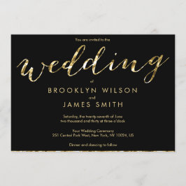 Elegant Gold Foil en Black Wedding Invitations Kaart