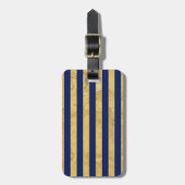 Elegant Gold Foil en Blue Stripe Pattern Bagagelabel (Voorkant verticaal)