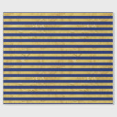 Elegant Gold Foil en Blue Stripe Pattern Cadeaupapier (Vlak)