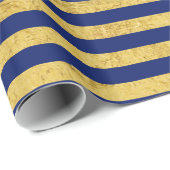 Elegant Gold Foil en Blue Stripe Pattern Cadeaupapier (Rol Hoek)