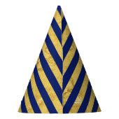 Elegant Gold Foil en Blue Stripe Pattern Feesthoedjes (Achterkant)
