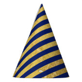 Elegant Gold Foil en Blue Stripe Pattern Feesthoedjes (Links)