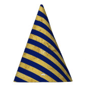 Elegant Gold Foil en Blue Stripe Pattern Feesthoedjes (Rechts)