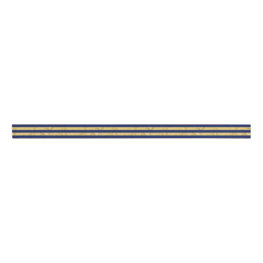 Elegant Gold Foil en Blue Stripe Pattern Grosgrain Lint (Voorkant)