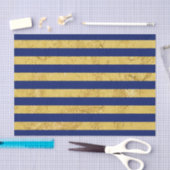 Elegant Gold Foil en Blue Stripe Pattern Tissuepapier (Craft)