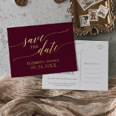 Elegant Gold Foil en Burgundy Save the Date Folie Uitnodiging Briefkaart