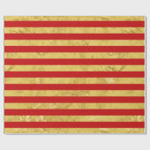 Elegant Gold Foil en Red Stripe Pattern Cadeaupapier (Vlak)