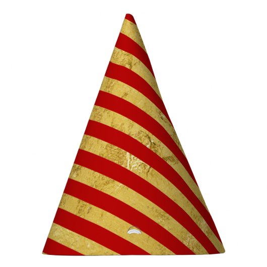 Elegant Gold Foil en Red Stripe Pattern Feesthoedjes (Rechts)