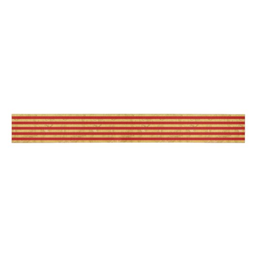 Elegant Gold Foil en Red Stripe Pattern Grosgrain Lint (Voorkant)