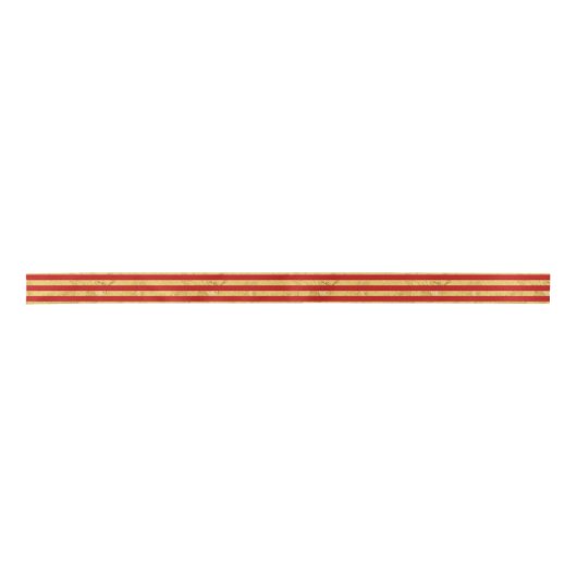 Elegant Gold Foil en Red Stripe Pattern Satijnen Lint (Voorkant)