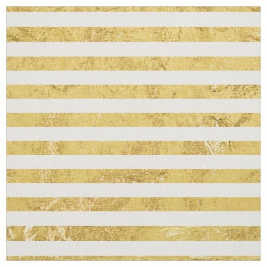 Elegant Gold Foil en White Stripe Pattern Stof (Swatch)