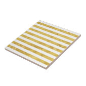 Elegant Gold Foil en White Stripe Pattern Tegeltje (Zijkant)