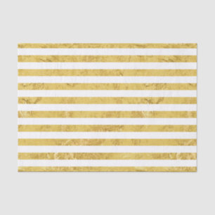 Elegant Gold Foil en White Stripe Pattern Tissuepapier