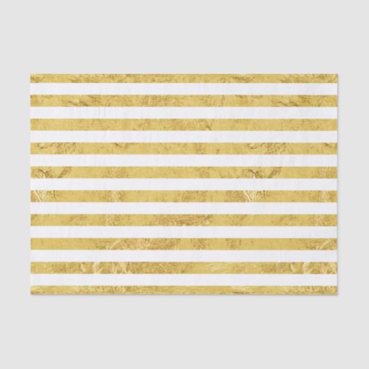 Elegant Gold Foil en White Stripe Pattern Tissuepapier (Voorkant)
