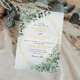 Elegant Gold Foil Eucalyptus Greenery Wedding Folie Uitnodiging