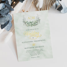 Elegant Gold Foil Eucalyptus Monogram Weddenschap