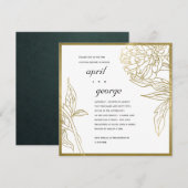 ELEGANT GOLD FOIL FLORAL COUPLY SHOWER INVITE BEDANKKAART (Voorkant / Achterkant)