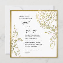 ELEGANT GOLD FOIL FLORAL COUPLY SHOWER INVITE