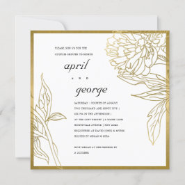 ELEGANT GOLD FOIL FLORAL COUPLY SHOWER INVITE BEDANKKAART