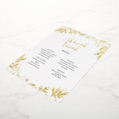 Elegant Gold Foil Floral Rosh Hashanah Dinner Menu (Gedraaid)