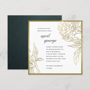 ELEGANT GOLD FOIL FLORAL VRIJGEZELLENFEEST INVITE BEDANKKAART