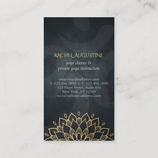 Elegant Gold Foil Floral Yoga Meditation Om Symbol Visitekaartje (Achterkant)
