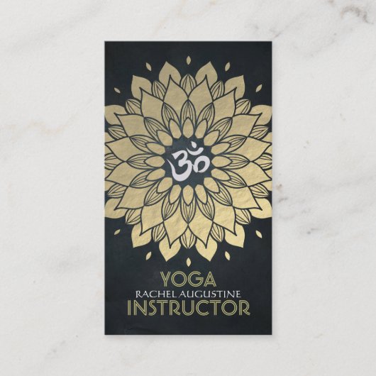 Elegant Gold Foil Floral Yoga Meditation Om Symbol Visitekaartje (Voorkant)