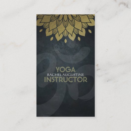 Elegant Gold Foil Floral Yoga Meditation Om Symbol Visitekaartje (Voorkant)