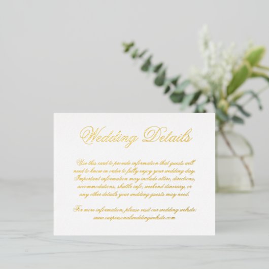 Elegant Gold Foil Formal Weddenschap Enclosure Car Folie Uitnodiging Briefkaart (Staand Voorkant)