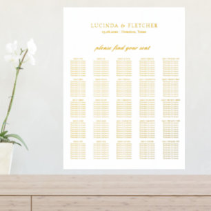Elegant Gold Foil Formal Wedding Seding Chart Folie Afdrukken